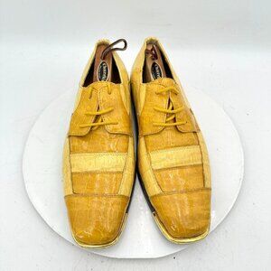 Expressions by RC TMen Size 10 Yellow Faux Alligator Skin Leather Derby Shoes